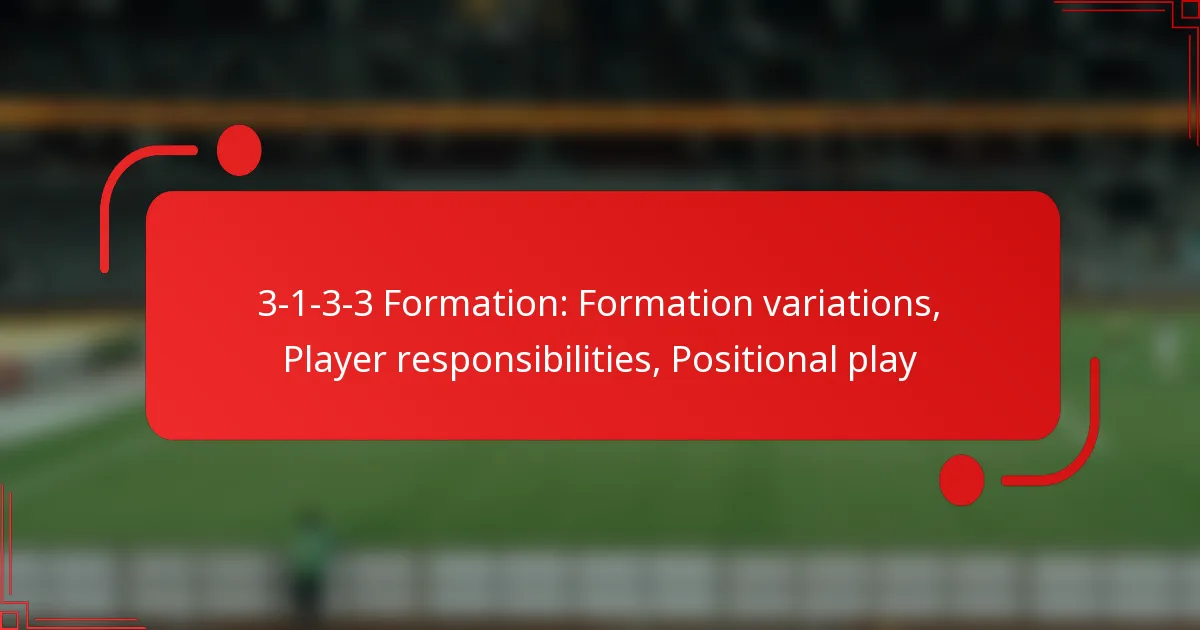 3-1-3-3 Formation: Formation variations, Player responsibilities, Positional play