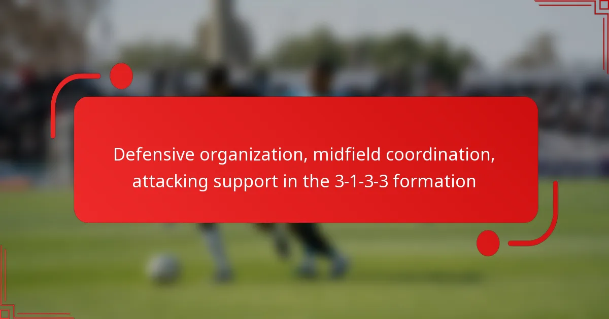 Defensive organization, midfield coordination, attacking support in the 3-1-3-3 formation