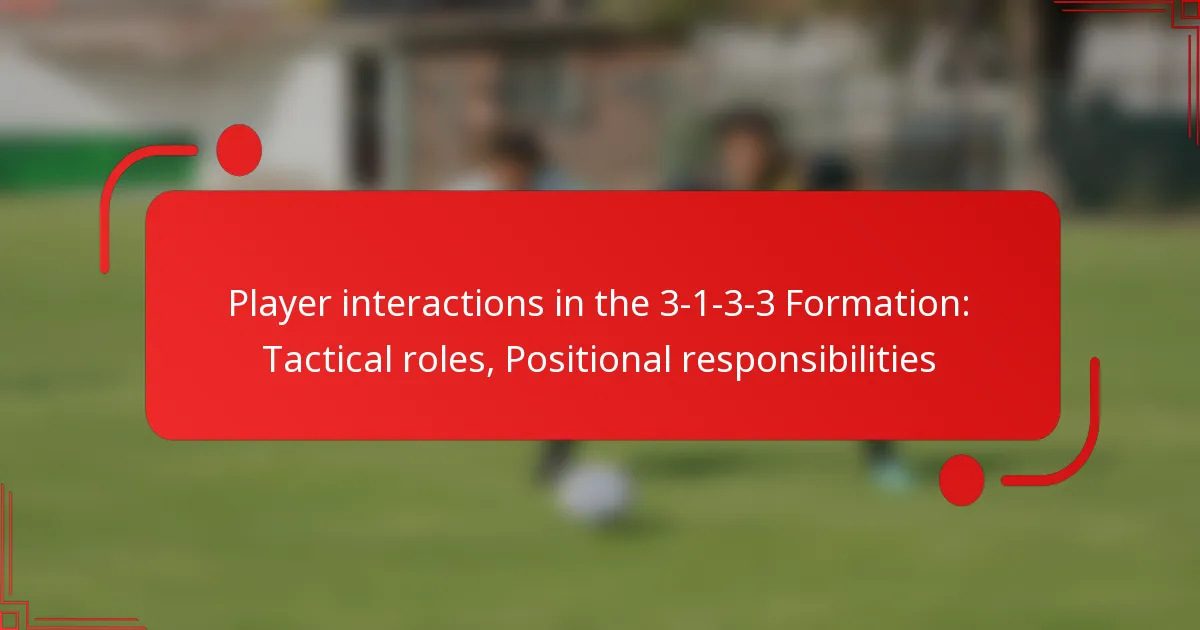 Player interactions in the 3-1-3-3 Formation: Tactical roles, Positional responsibilities