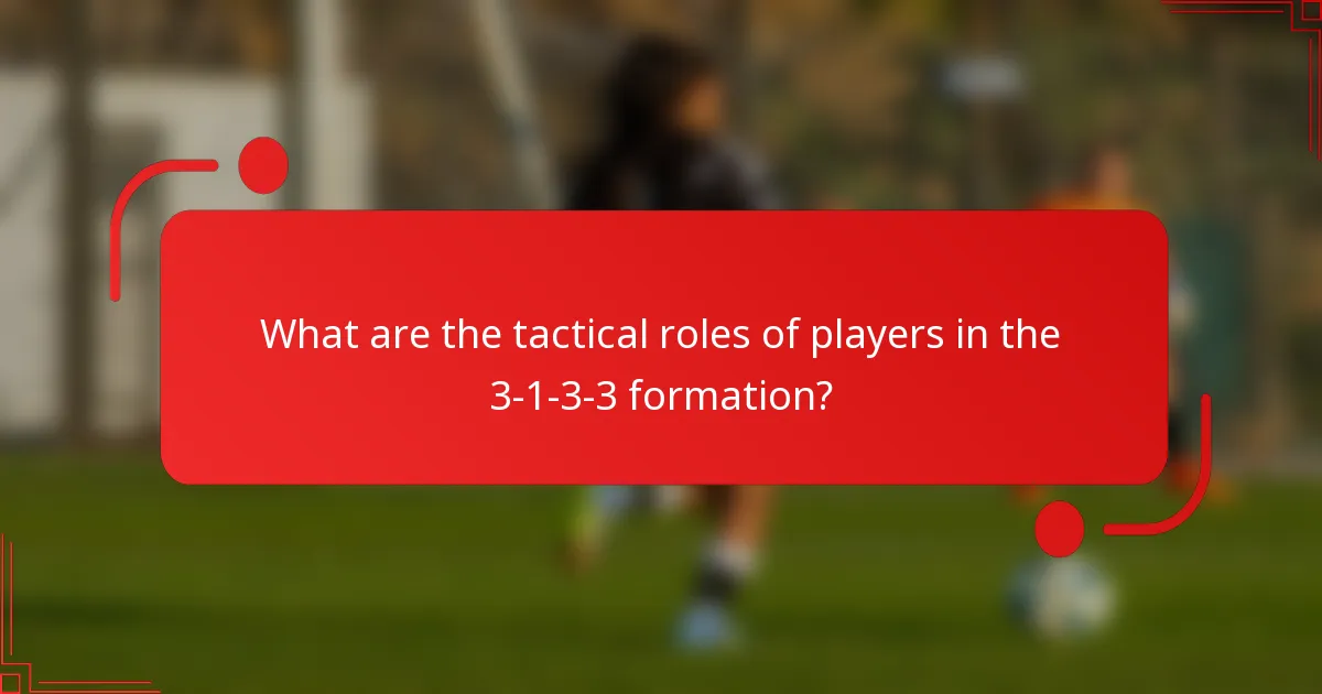 What are the tactical roles of players in the 3-1-3-3 formation?
